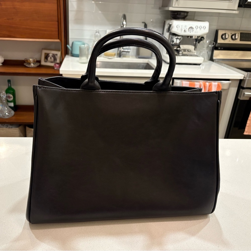 Elegant Black Leather Tote Bag